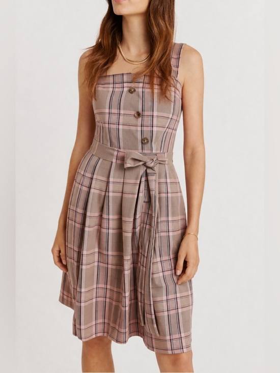 Gal Meets Glam Dresses & Skirts - Anthropologie Gal Meets Glam Madison Brown Plaid Midi Dress Square Neck Size 2
